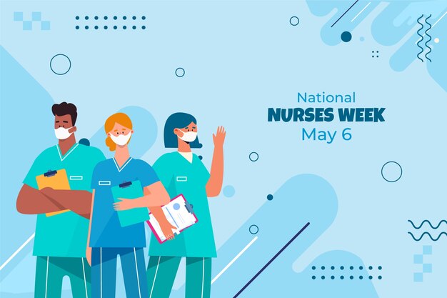 Flat background for national nurses week celebration