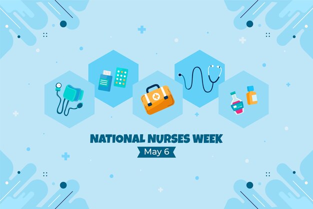 Flat background for national nurses week celebration