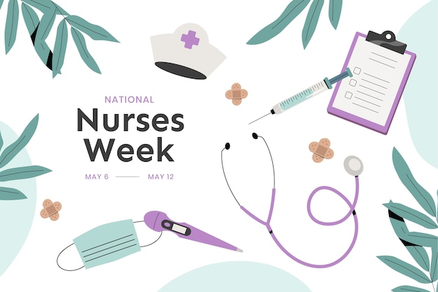 Flat background for national nurses week celebration