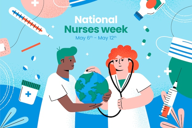 Flat background for national nurses week celebration