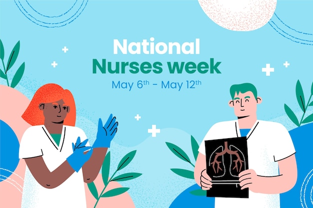 Flat background for national nurses week celebration