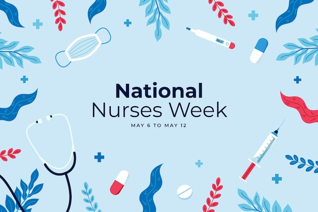 Flat background for national nurses week celebration