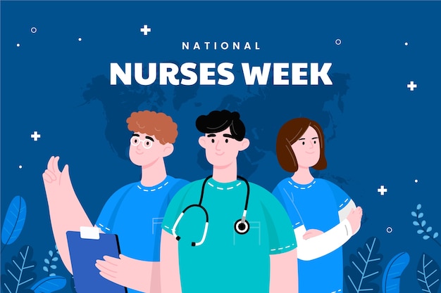 Flat background for national nurses week celebration