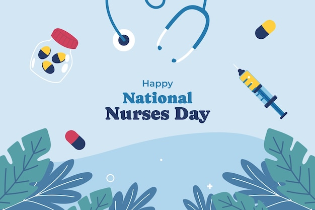 Flat background for national nurses week celebration