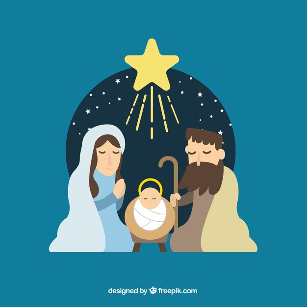 Flat background of nativity scene