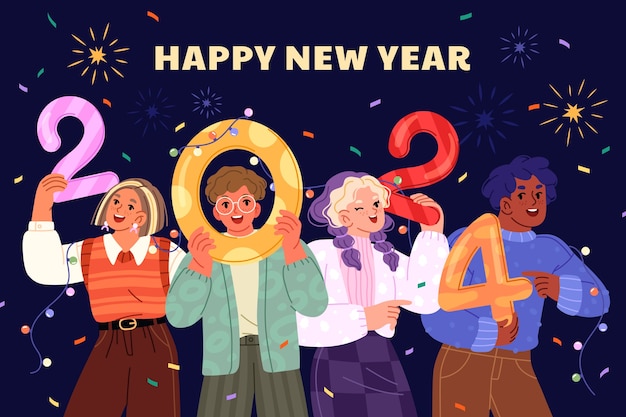 Free vector flat background for new year 2024 celebration