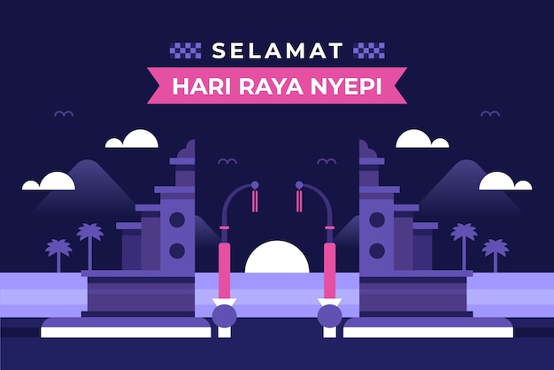 Free vector flat background for nyepi celebration