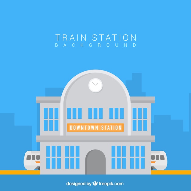 Бесплатное векторное изображение Плоский фон железнодорожного вокзала