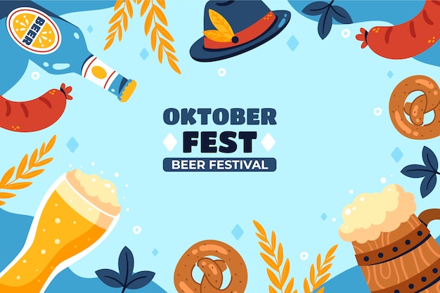 Flat background for oktoberfest beer festival celebration