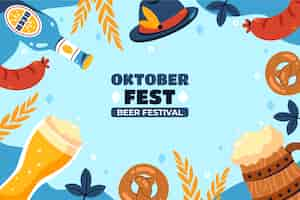 Free vector flat background for oktoberfest beer festival celebration