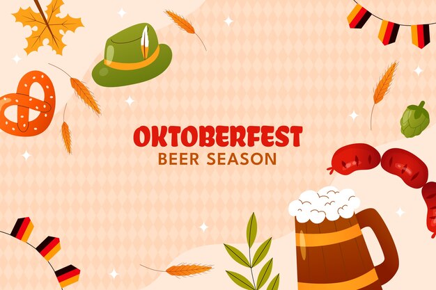 flat background for oktoberfest beer festival celebration