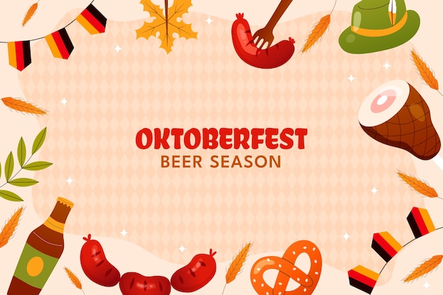 Free vector flat background for oktoberfest beer festival celebration