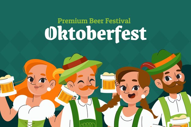 Flat background for oktoberfest beer festival celebration