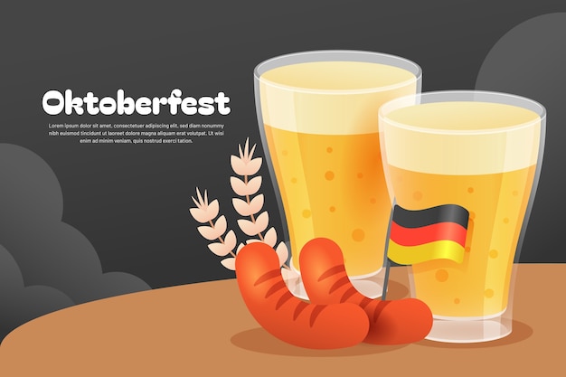 Flat background for oktoberfest beer festival celebration