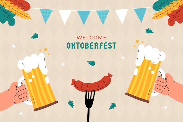 Free vector flat background for oktoberfest beer festival celebration