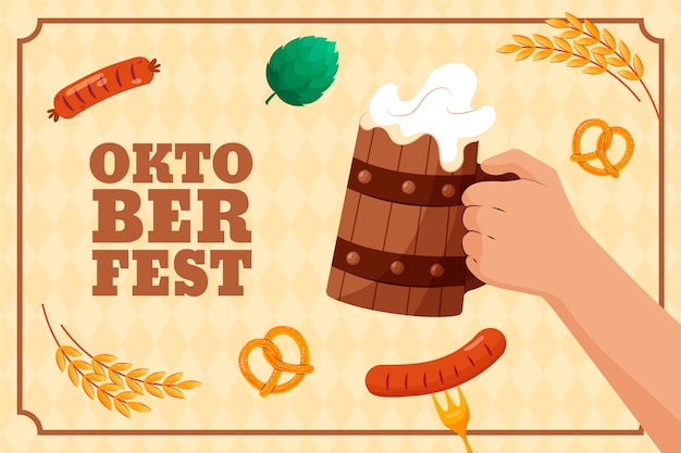 Vettore gratuito sfondo piatto per la celebrazione del festival della birra oktoberfest