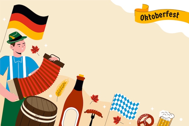 Flat background for oktoberfest beer festival celebration