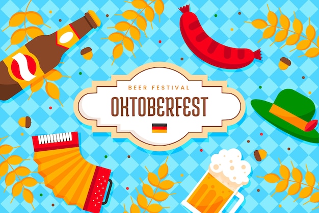 Flat background for oktoberfest beer festival celebration