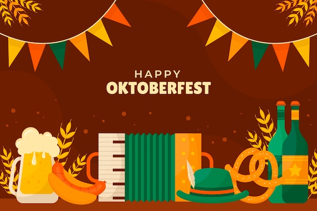 Flat background for oktoberfest celebration
