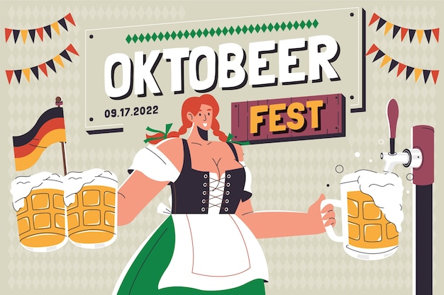 Flat background for oktoberfest celebration