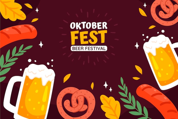 Vettore gratuito sfondo piatto per la celebrazione dell'oktoberfest