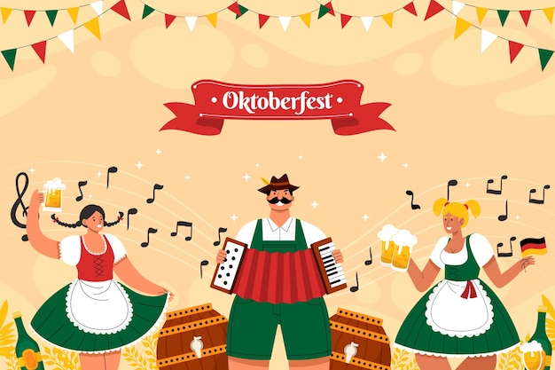 Vettore gratuito sfondo piatto per la celebrazione dell'oktoberfest