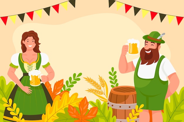 Vettore gratuito sfondo piatto per la celebrazione dell'oktoberfest