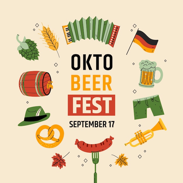 Free vector flat background for oktoberfest celebration