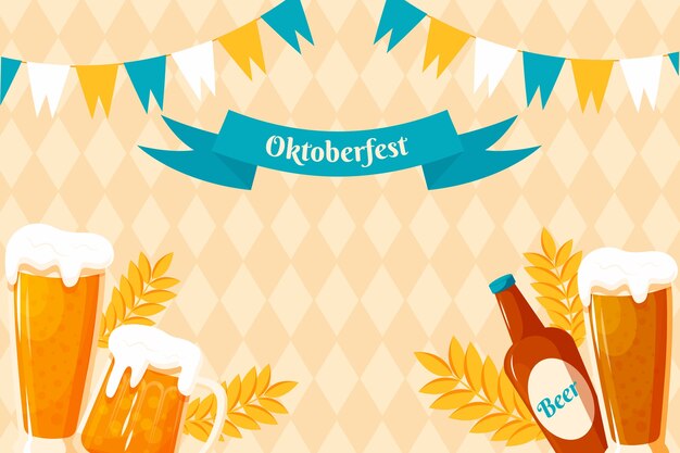 Flat background for oktoberfest celebration