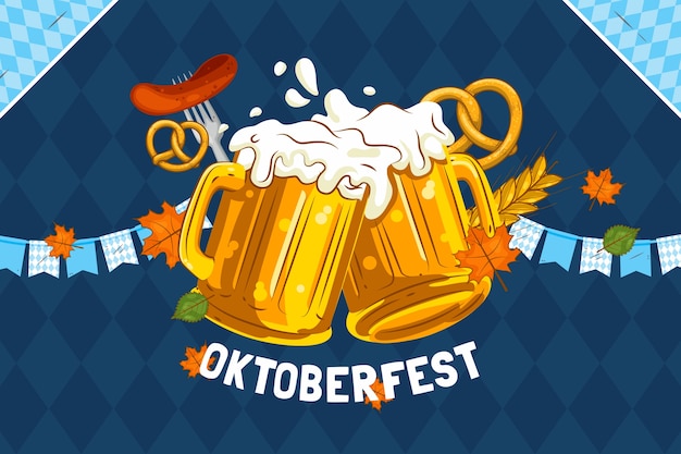 Flat background for oktoberfest festival