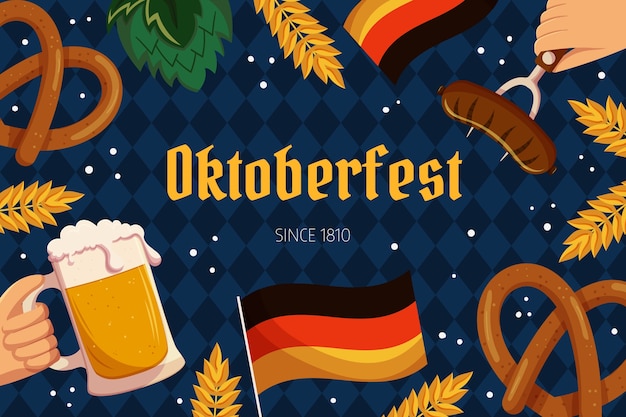 Flat background for oktoberfest festival