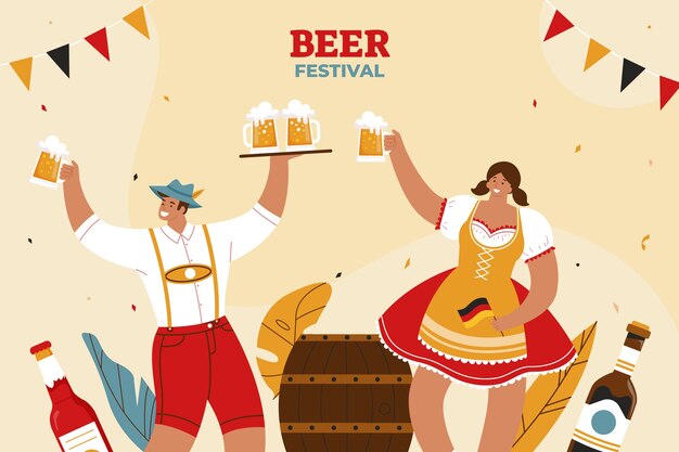 Flat background for oktoberfest festival