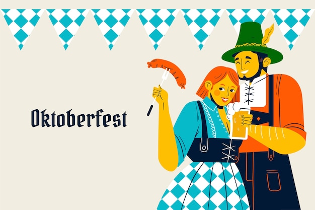 Vettore gratuito sfondo piatto per il festival dell'oktoberfest