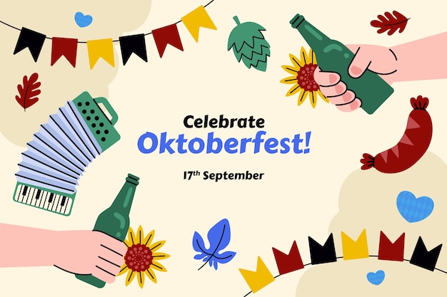 Free vector flat background for oktoberfest festival