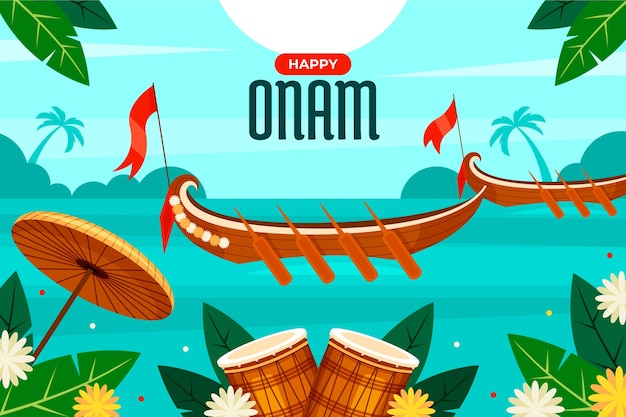 Free vector flat background for onam celebration