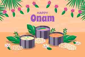 Free vector flat background for onam celebration