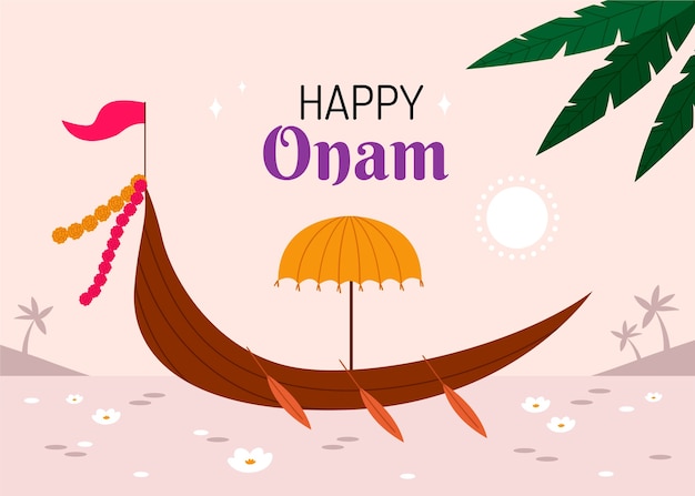 Flat background for onam celebration