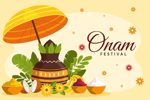 Free vector flat background for onam festival celebration