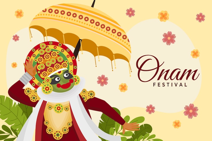 Free Vector flat background for onam festival celebration