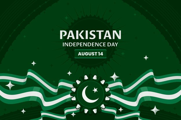 Vettore gratuito sfondo piatto per la celebrazione del giorno dell'indipendenza del pakistan