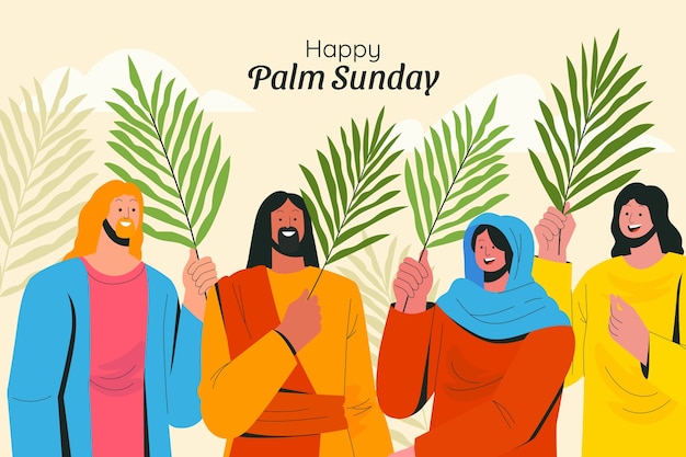 Vettore gratuito sfondi piatti per palm sunday.