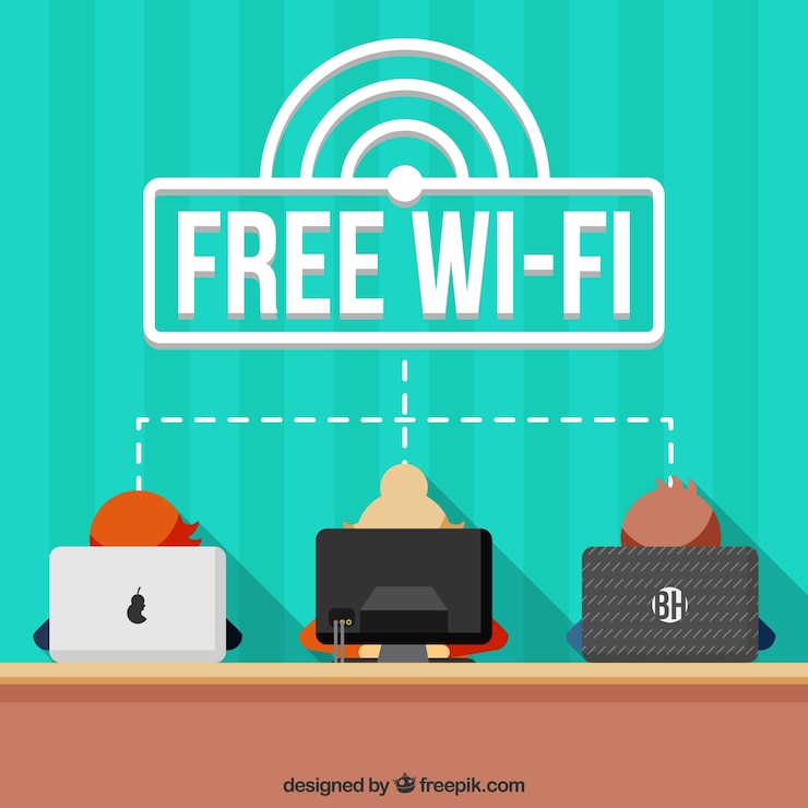 Free Vector flat background of people with computers
