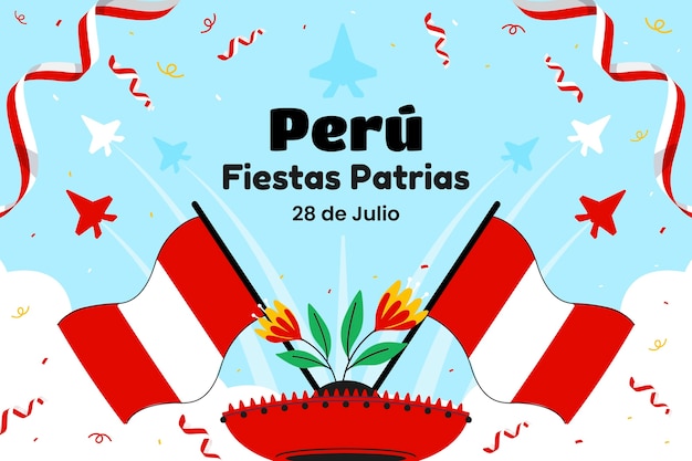 Sfondo piatto per feste peruviane patrias celebrazioni