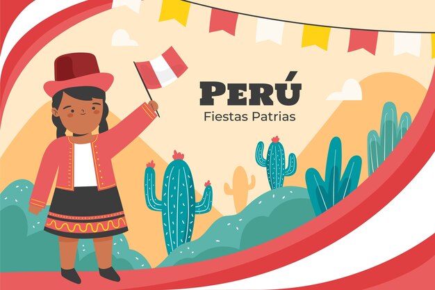 Flat background for peruvian fiestas patrias celebrations