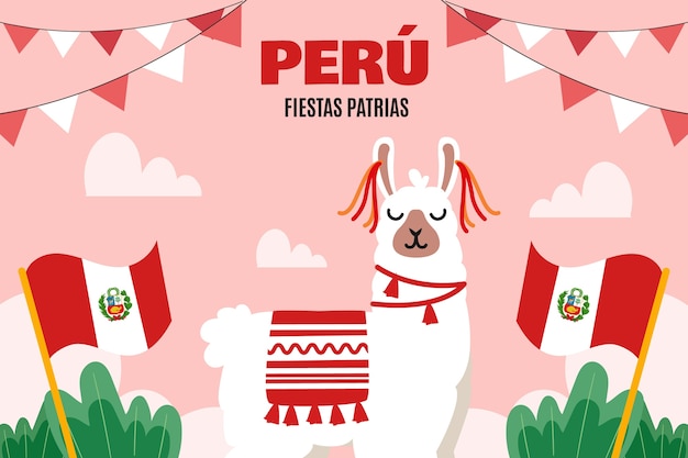 Free vector flat background for peruvian fiestas patrias celebrations