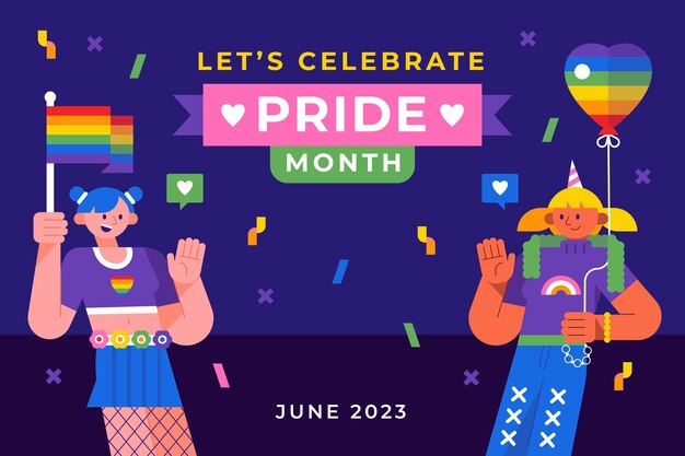 Flat background for pride month celebration