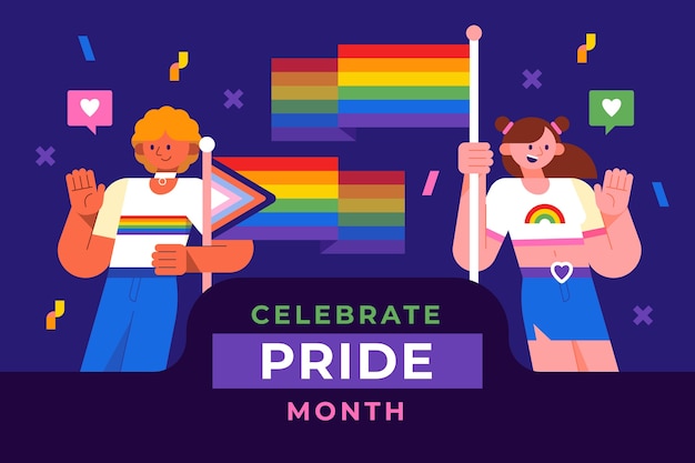 Flat background for pride month celebration