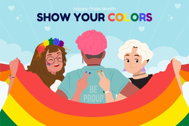 Flat background for pride month celebration