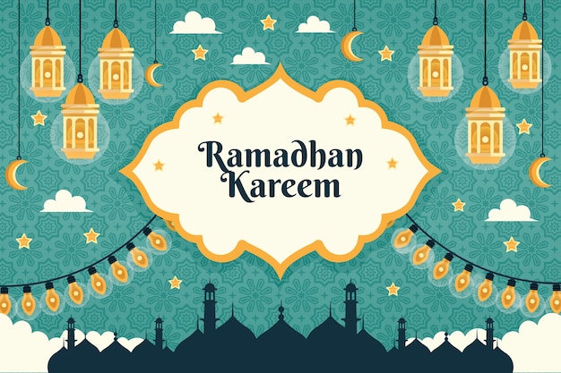 Free vector flat background for ramadan celebration