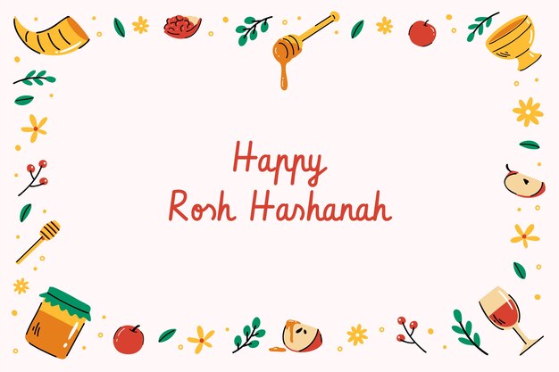 Free vector flat background for rosh hashanah jewish new year celebration